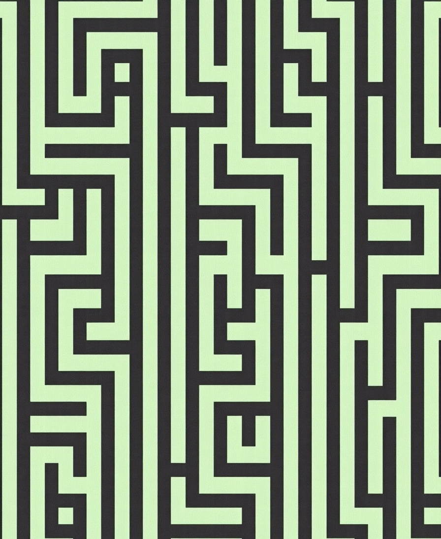Light Green Dark Maze Pattern Rug