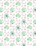 Light Green Pink Calligraphy Floral Rug