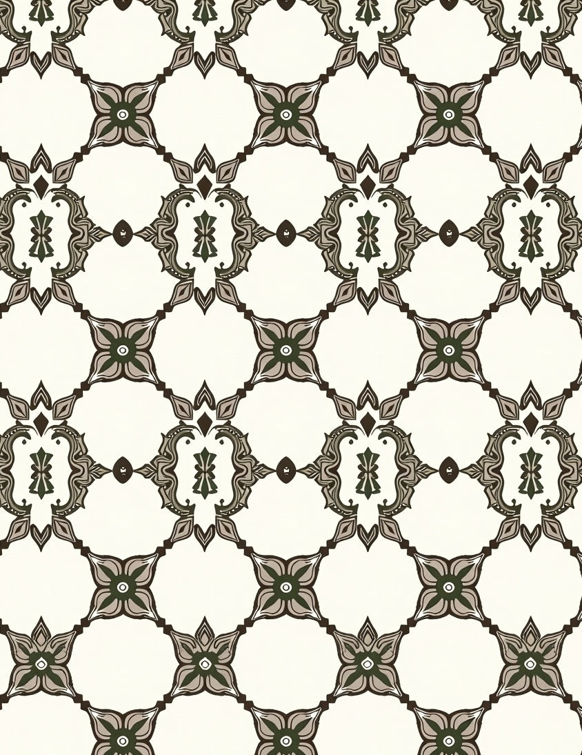 Ornate Lattice Floral Pattern Rug