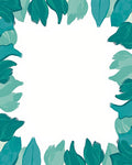 Teal Leafy Abstract Border Design Rug