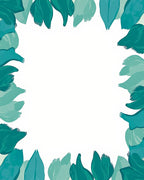 Teal Leafy Abstract Border Design Rug