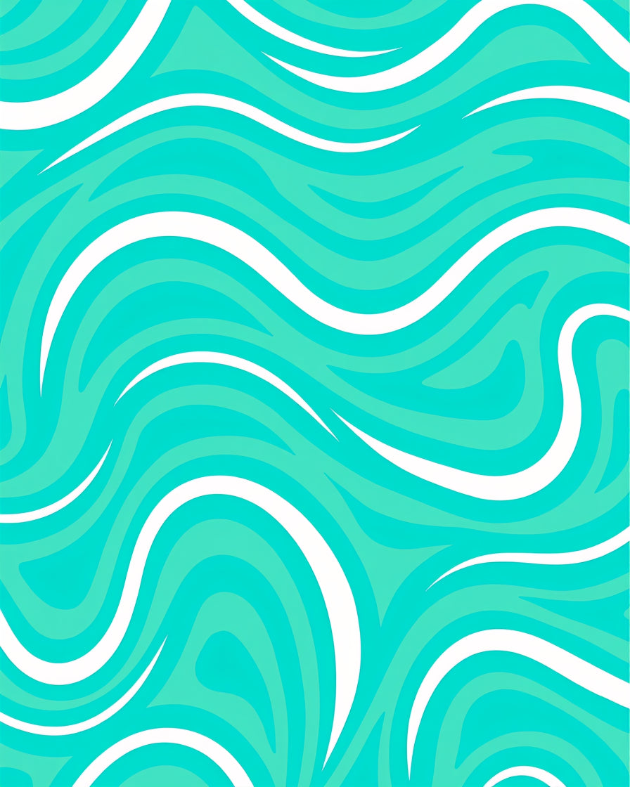 Aqua And White Flowing Pattern Rug