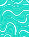 Aqua And White Flowing Pattern Rug