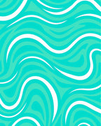 Aqua And White Flowing Pattern Rug