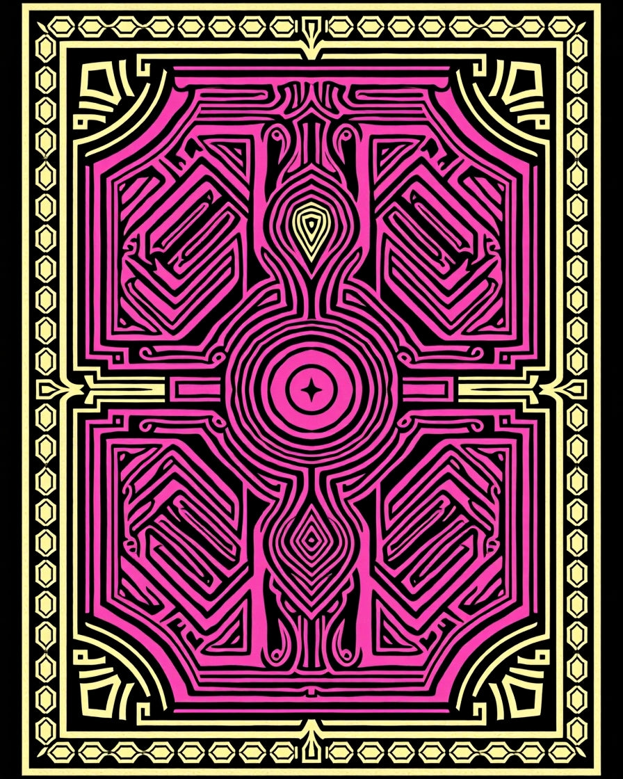 Vibrant Neon Pink Geometric Maze Rug