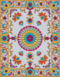 Vibrant Floral Medallion Border Rug