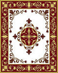 Regal Maroon Gold Floral Motif Design Rug