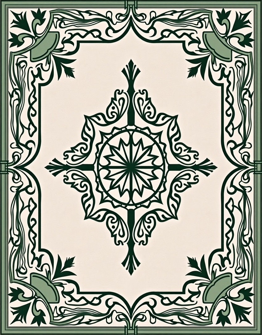 Art Nouveau Floral Geometric Pattern Rug