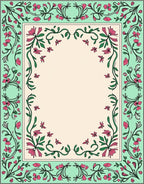 Elegant Floral Vine Border Design Rug