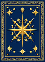 Golden Stars On Deep Blue Rug