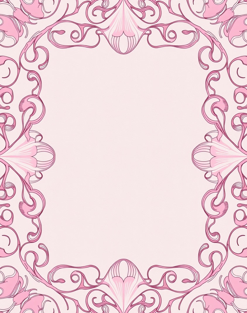 Pink Art Nouveau Flourishes Rug