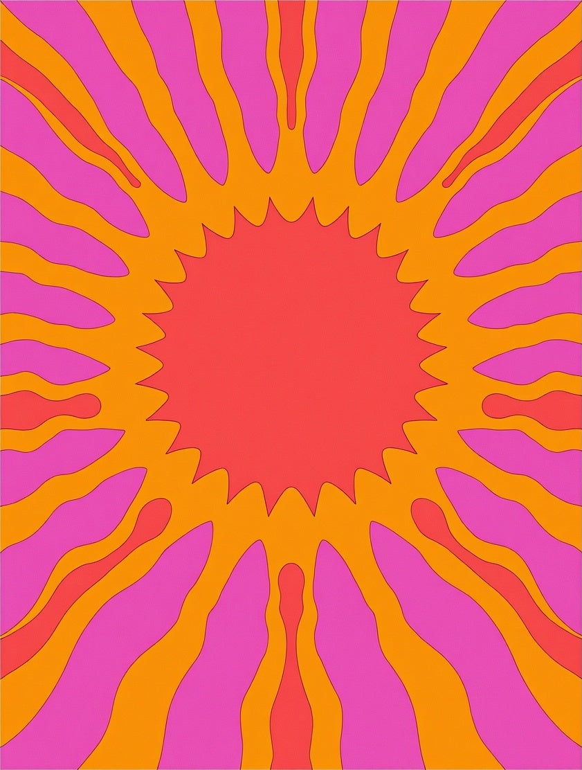 Groovy Sunburst With Vibrant Waves Rug