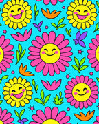 Happy Flower Power Pattern Rug