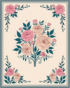 Floral Swirl Rose Bouquet Design Rug