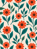 Retro Orange Floral Pattern Design Rug