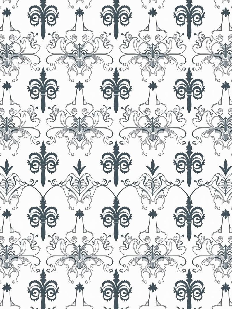 Dark Gray Ornate Scroll Pattern Rug