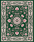 Elegant Floral Medallion Pink Green Rug
