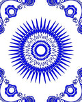 Radial Blue Floral Medallion Pattern Rug