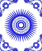 Radial Blue Floral Medallion Pattern Rug