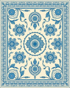 Elegant Blue Floral Medallion Design Rug