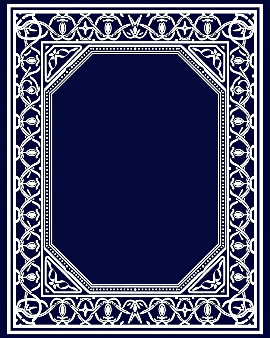 Classic Ornate Geometric Border Design Rug