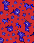 Whimsical Blue Unicorn Star Pattern Rug