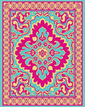 Vibrant Floral Mandala Inspired Design Rug