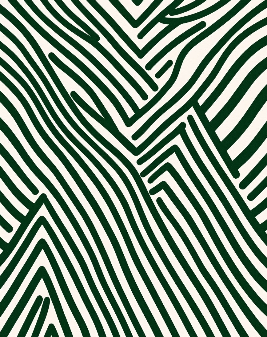 Bold Green Wavy Art Pattern Rug