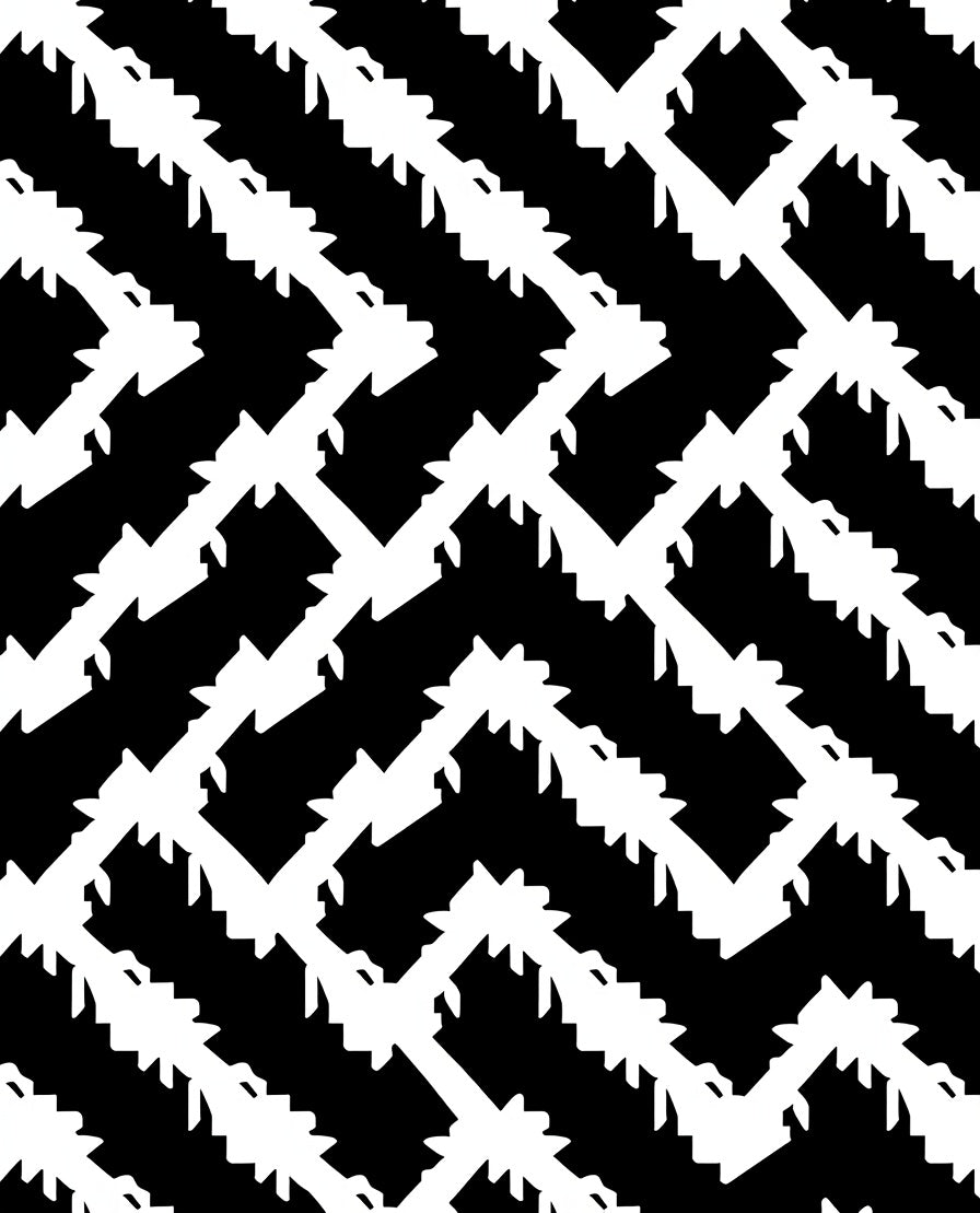 Sharp Geometric Black White Pattern Rug
