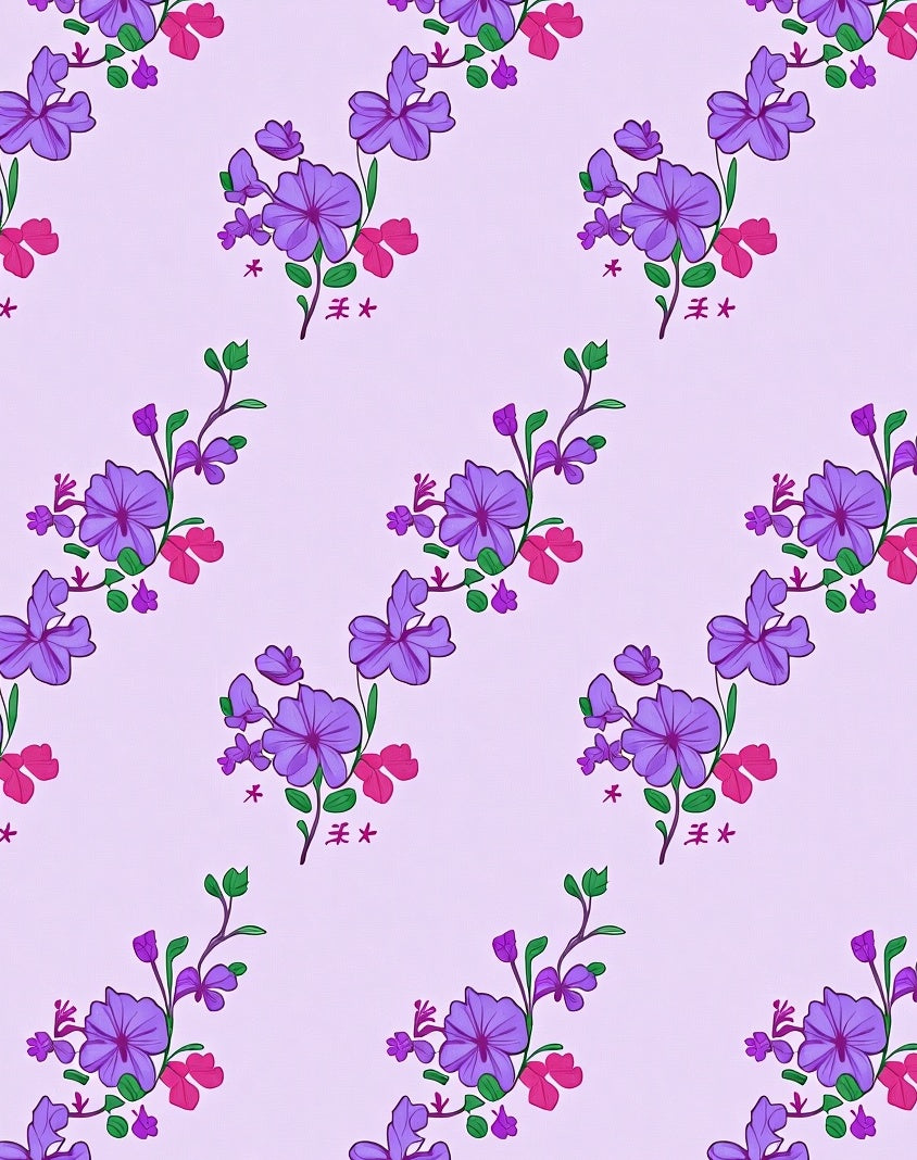Purple Pink Floral Vine Pattern Rug