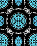 Bold Cyan Floral Medallion Rug
