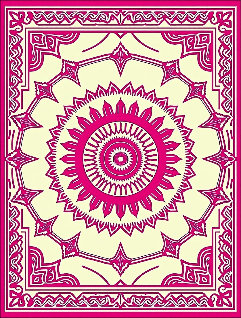 Floral Mandala Geometric Pattern Rug