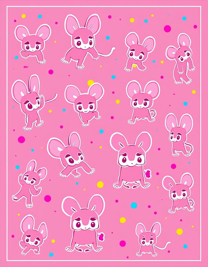 Pink Cartoon Mouse Pattern Design Rug