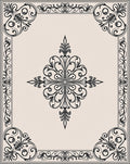 Classic Scrollwork and Floral Border Design Rug