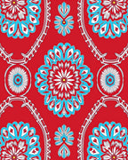 Vivid Red Blue Mandala Pattern Rug