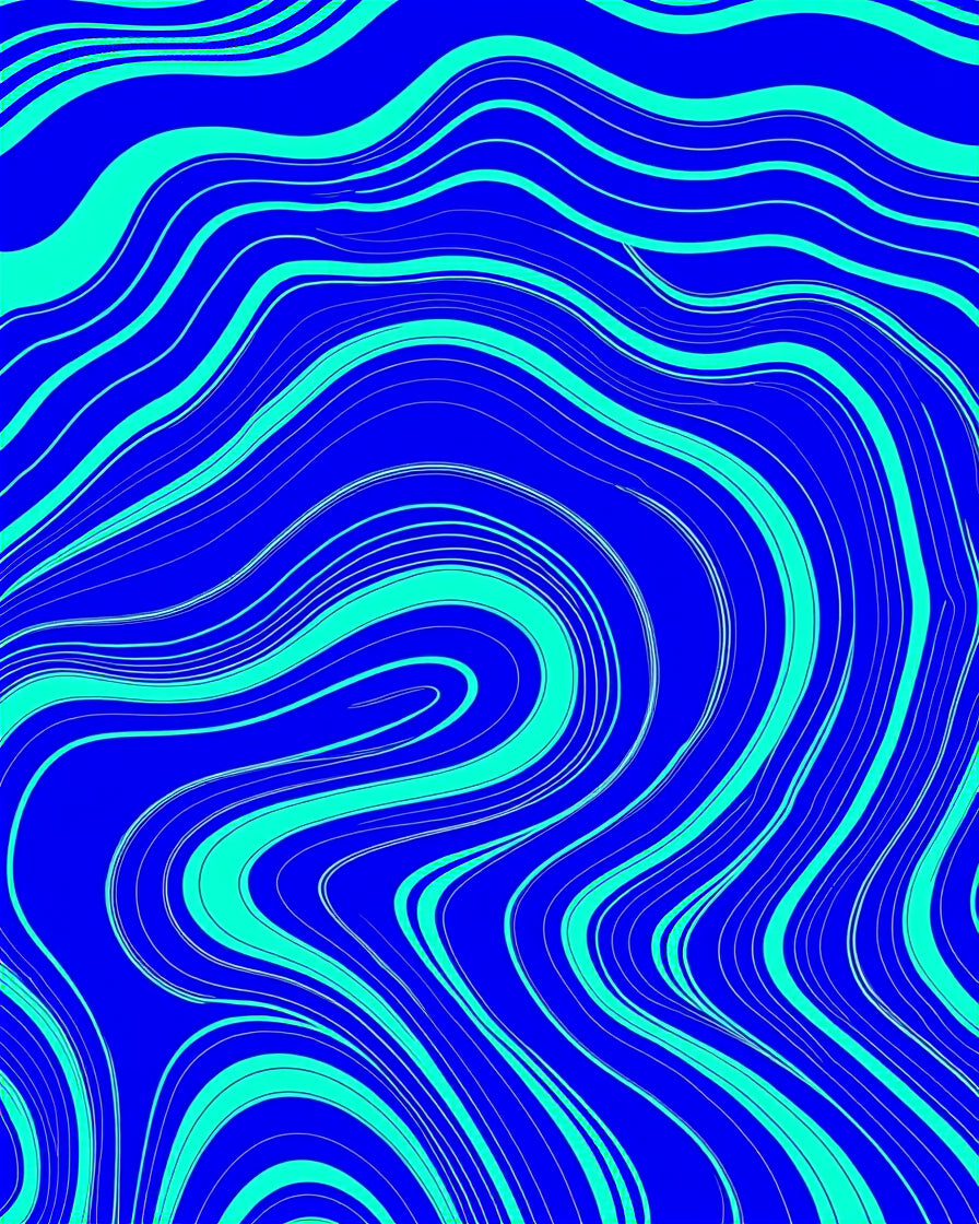 Bold Blue Aqua Wavy Lines Design Rug