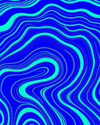 Bold Blue Aqua Wavy Lines Design Rug