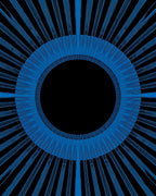 Radiant Blue Sunburst Geometric Design Rug