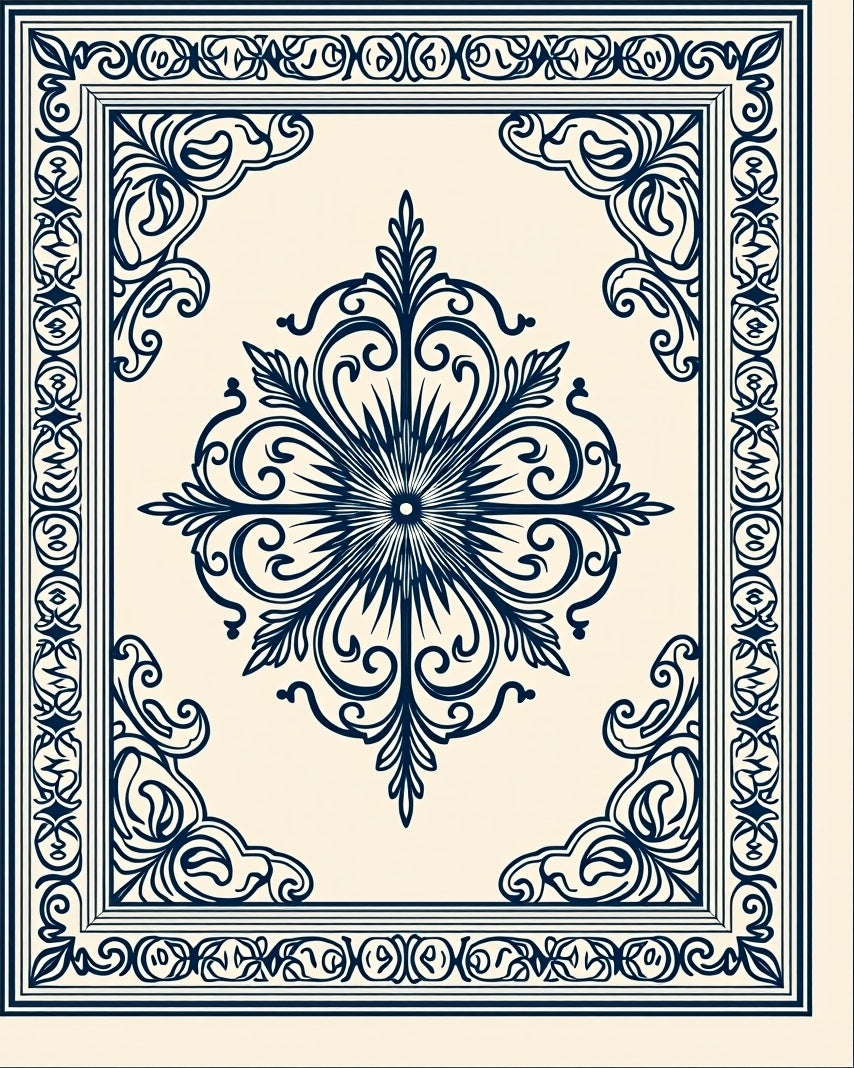 Classic Floral Medallion Border Design Rug
