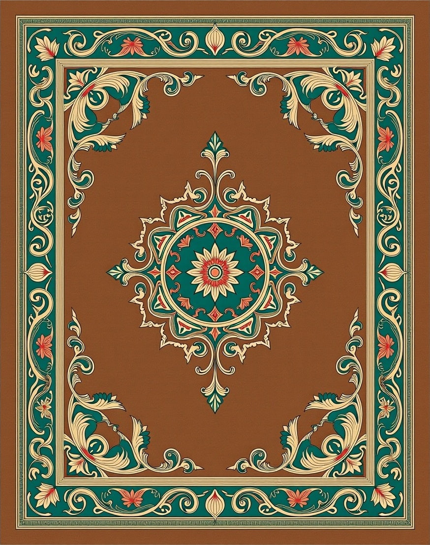Ornate Floral Center Medallion Border Rug