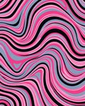 Psychedelic Swirl Pink Black Gray Rug