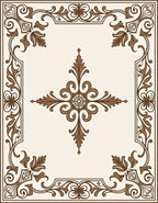 Ornate Brown Rococo Swirl Pattern Rug
