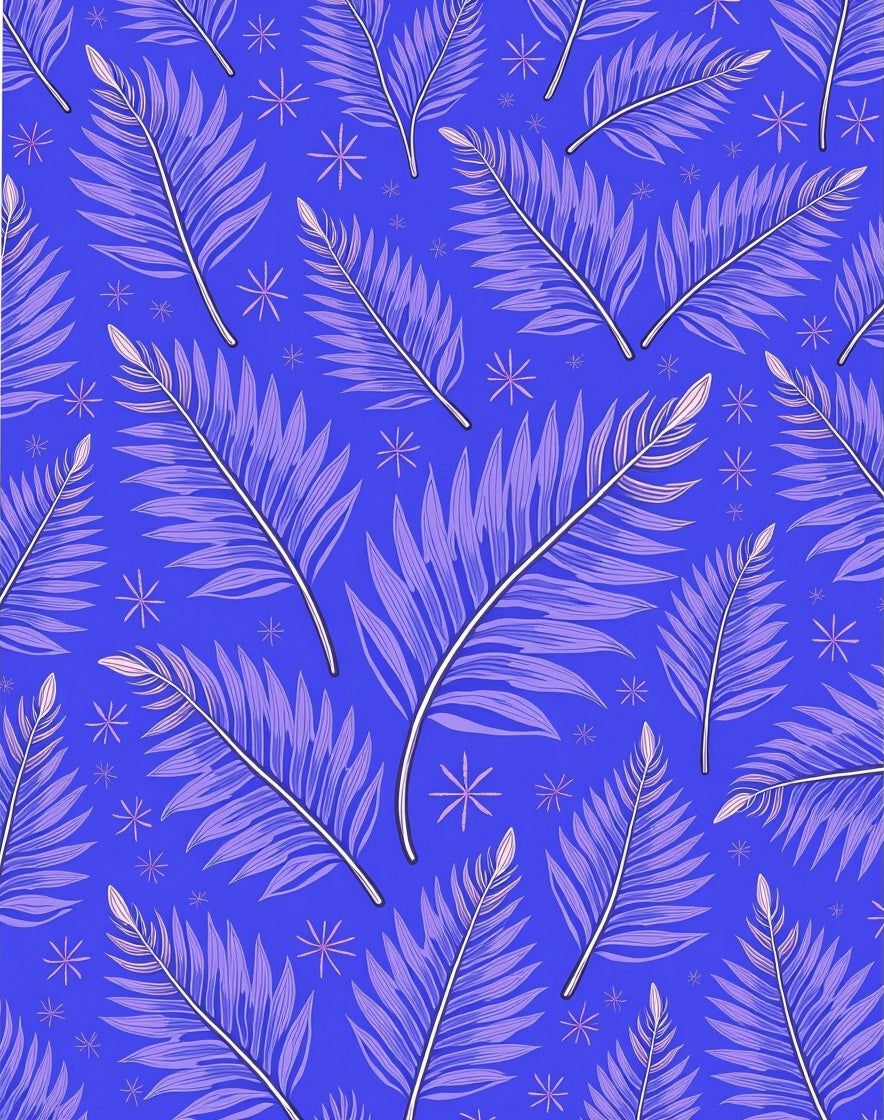 Purple Fern With Star Pattern Rug