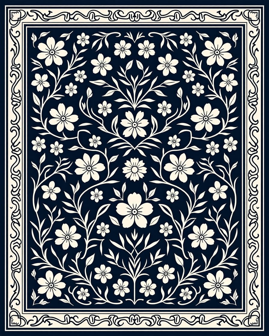 Classic Floral Vine Symmetry Rug