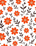 Orange Floral Branches Botanical Print Rug