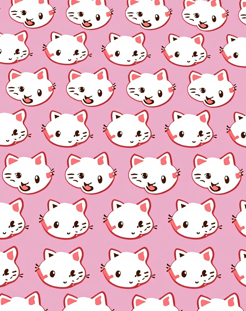 Cute Kawaii Cat Face Pattern Rug