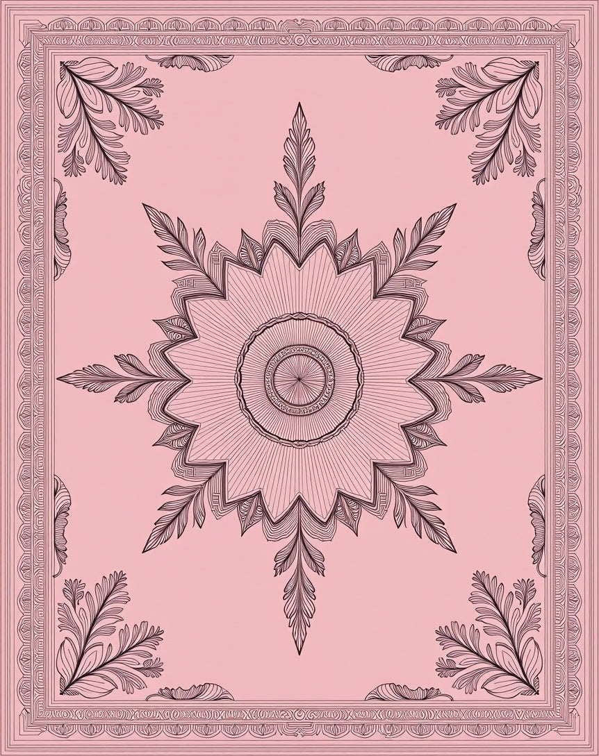 Delicate Floral Mandala Outline Rug