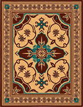 Ornate Floral Patterned Medallion Rug