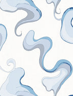 Flowing Blue Cloud-Like Abstract Pattern Rug