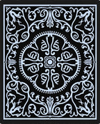 Ornate Black And White Floral Rug